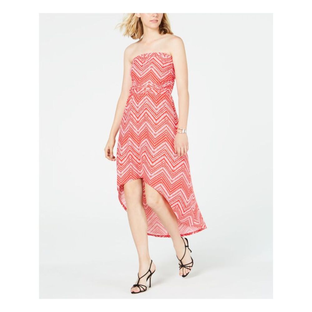 ULTRA FLIRT Womens Sleeveless Strapless Maxi Hi-Lo Dress